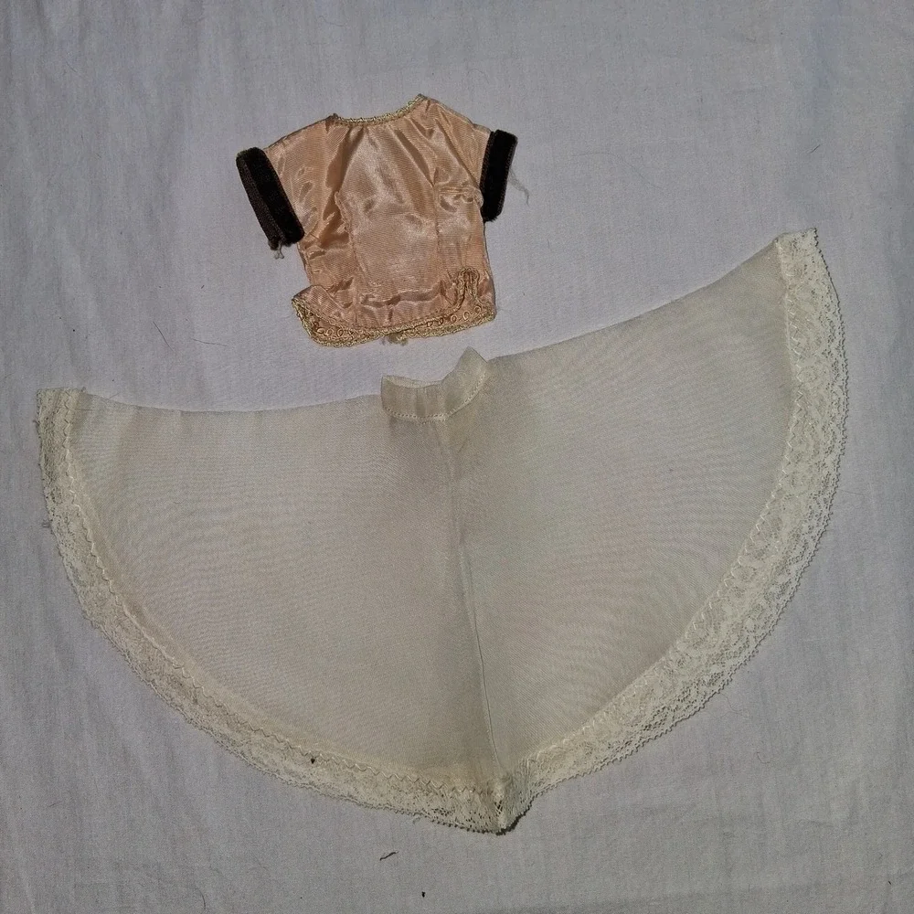 Vintage Doll Clothes Outfit Pink Satin Top Lace Skirt‎ Fashion Doll Accessory